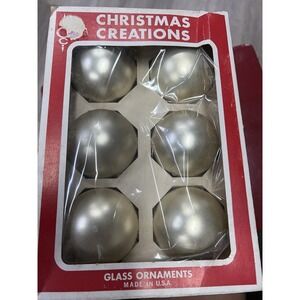 Christmas Creations Silver Glass Ornaments 2 5/8 inch Made in USA